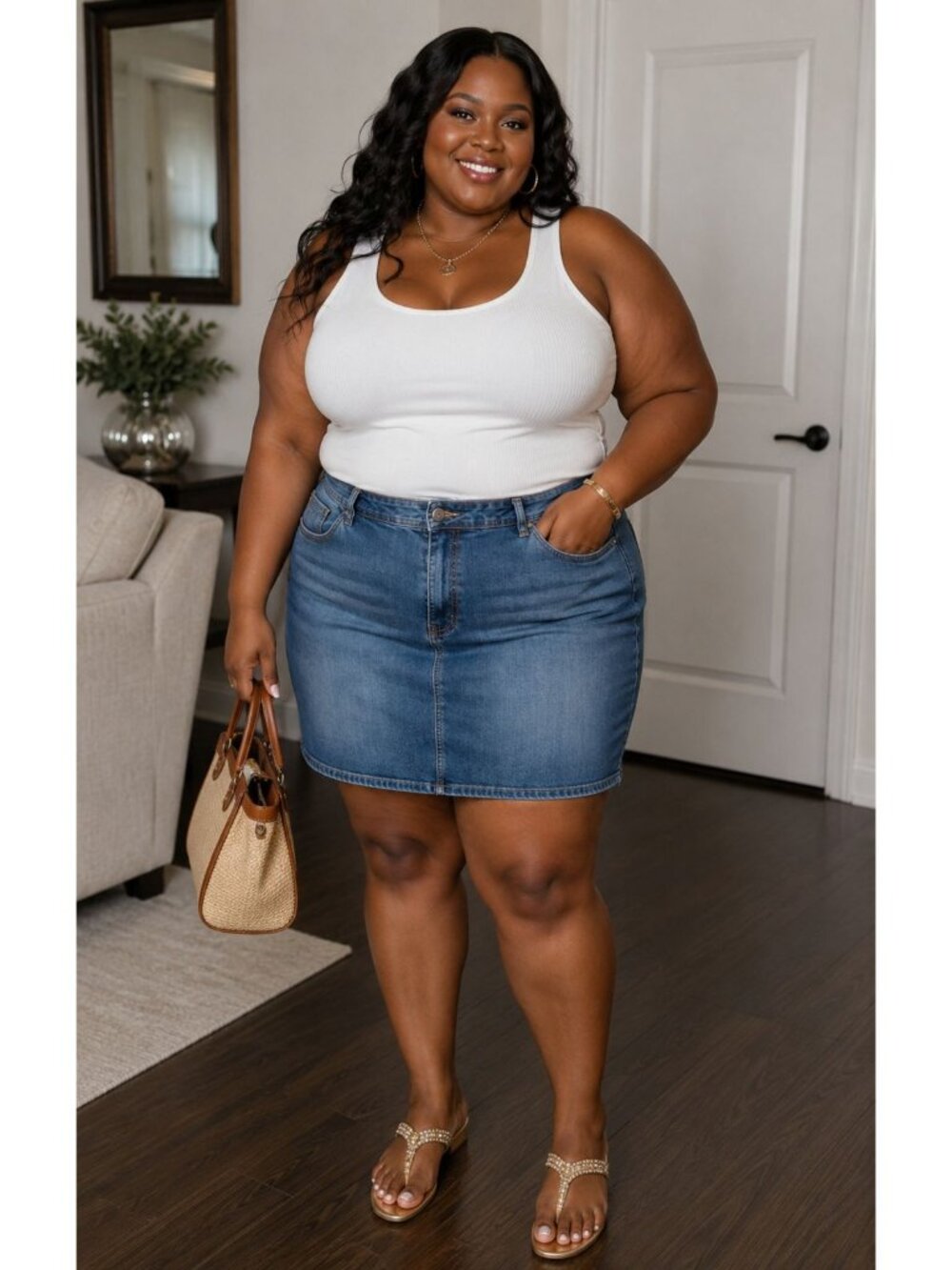 Old Navy Plus Size 26 Skirt Mini Denim Light Blue Casual Stretchy Low Waist - Picture 8 of 8